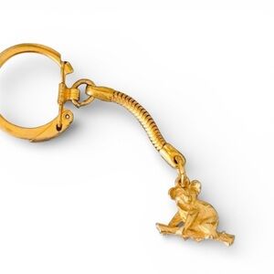 Vintage Gold-Tone Designer Koala Charm Keychain